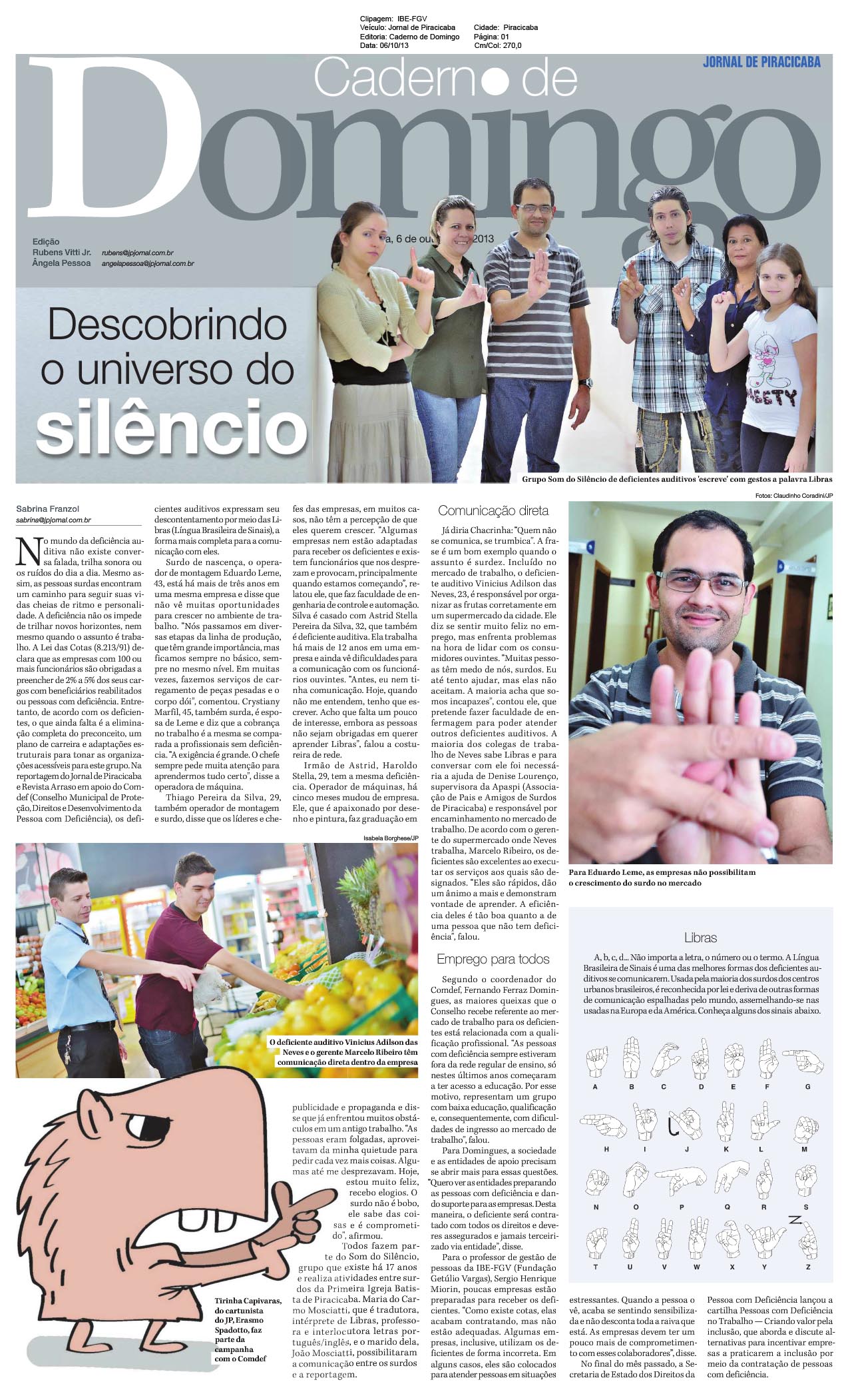 Jornal de Piracicaba - Caderno de Domingo - Outubro 2013