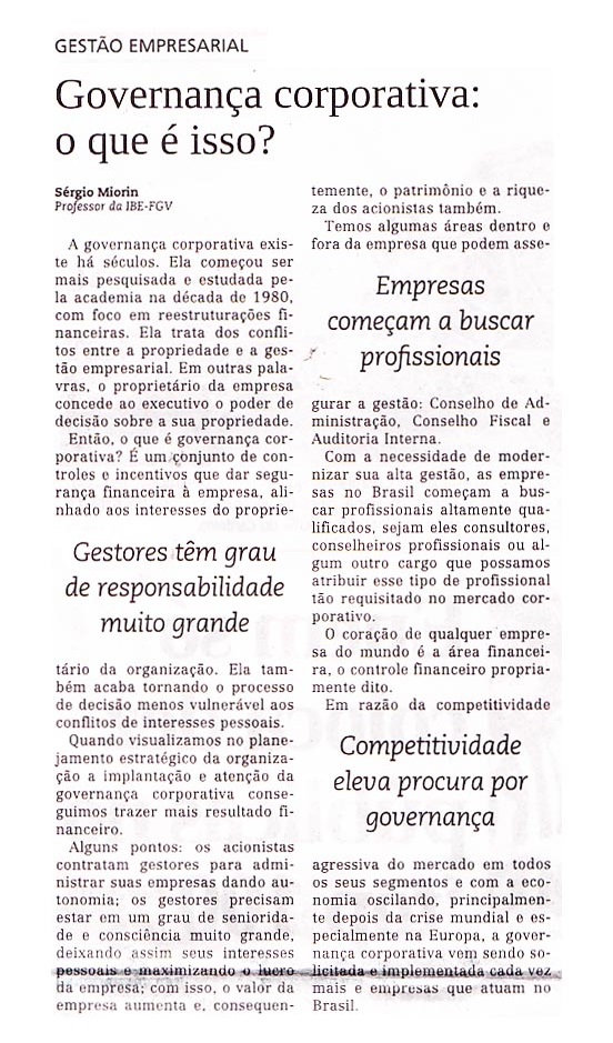 Governança Corporativa - Jornal Todo Dia
