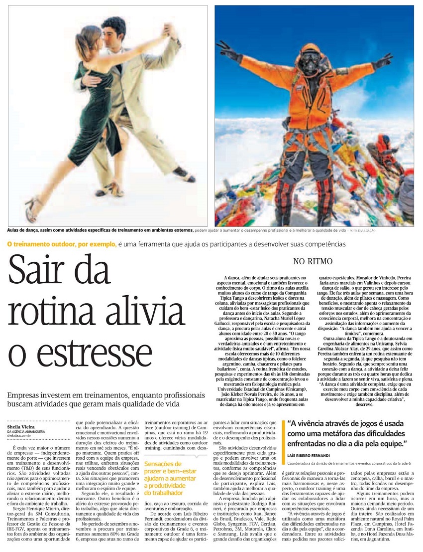 Jornal Correio Popular - Sair da Rotina alivia o estresse