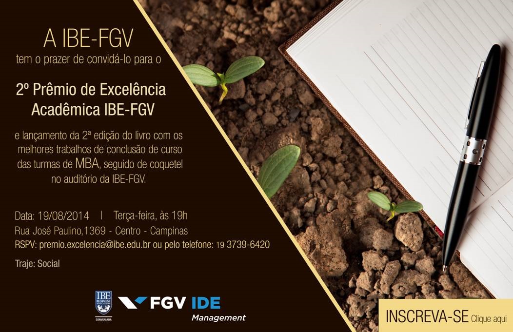 Convite Prêmio de Excelência Adêmica IBE-FGV