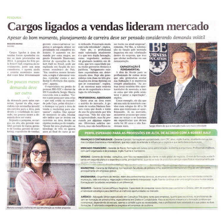 Cargos Ligados a venda lideram o mercado - Jornal Todo Dia